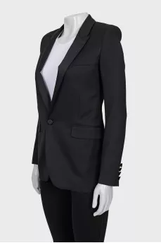 Straight-cut jacket with satin lapels