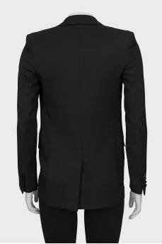Straight-cut jacket with satin lapels