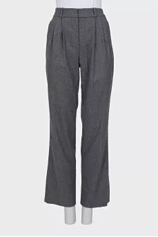 Gray straight-leg trousers