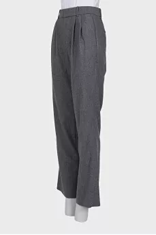 Gray straight-leg trousers