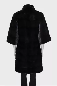 Mink coat with short sleeves