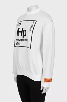 White jumper with a contrasting print
