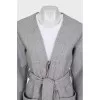 Gray coat with a belt