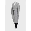 Gray coat with a belt