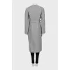 Gray coat with a belt