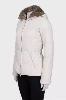 White jacket with removable fur