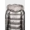 Silver down jacket with fox fur