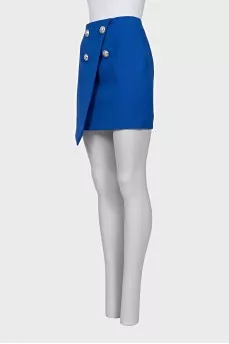 Blue asymmetrical pencil skirt