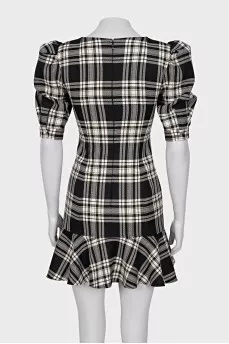 Plaid dress decorated with ties