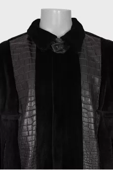Men's fur and leather jacket