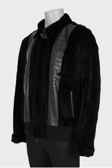 Men's fur and leather jacket