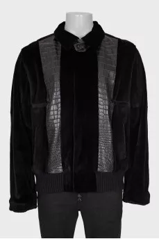 Men's fur and leather jacket