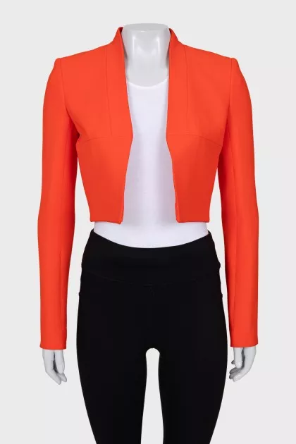 Cropped wool and silk jacket without fastening