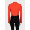 Cropped wool and silk jacket without fastening