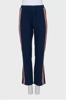 Straight trousers with side stripes
