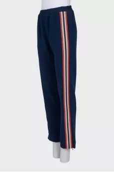 Straight trousers with side stripes