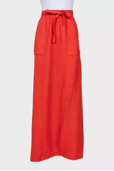Wrap skirt with patch pockets