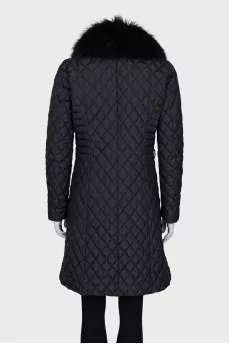 Quilted coat with removable fur