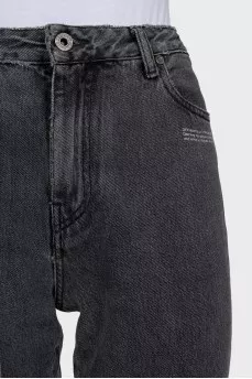 Cropped grey high-waisted jeans
