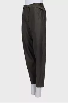 High-waisted leather trousers