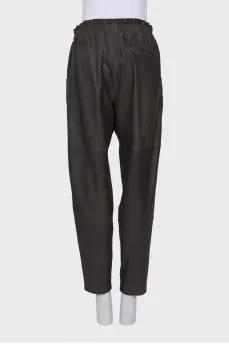 High-waisted leather trousers