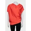 Red batwing blouse