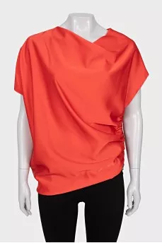 Red batwing blouse