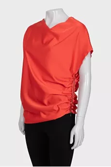Red batwing blouse