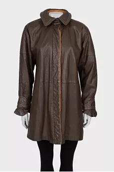 Long leather jacket