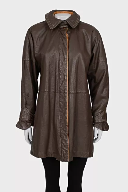 Long leather jacket