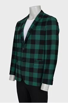 Men's green checked wool jacket