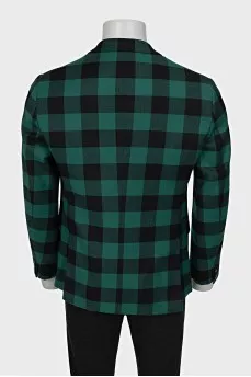 Men's green checked wool jacket