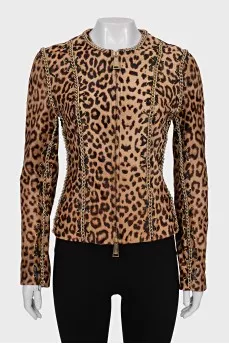 Leopard pony skin jacket
