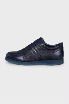 Men's blue sneakers with snakeskin
