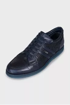 Men's blue sneakers with snakeskin