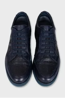 Men's blue sneakers with snakeskin