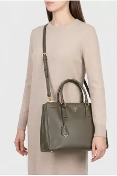 Green leather Galleria bag