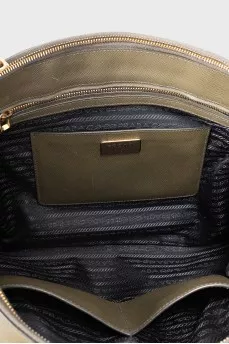 Green leather Galleria bag