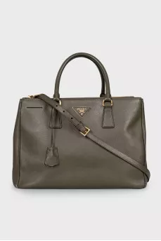 Green leather Galleria bag