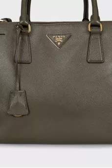 Green leather Galleria bag