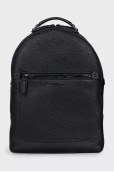 Men's black leather backpack