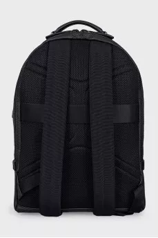 Men's black leather backpack