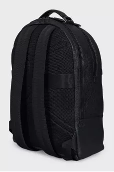 Men's black leather backpack