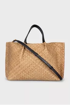 Woven tote with belt