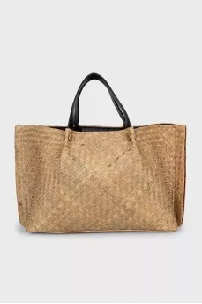 Woven tote with belt