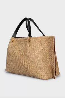 Woven tote with belt