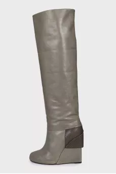 Green leather boots