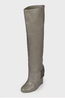 Green leather boots