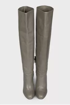 Green leather boots
