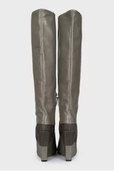 Green leather boots